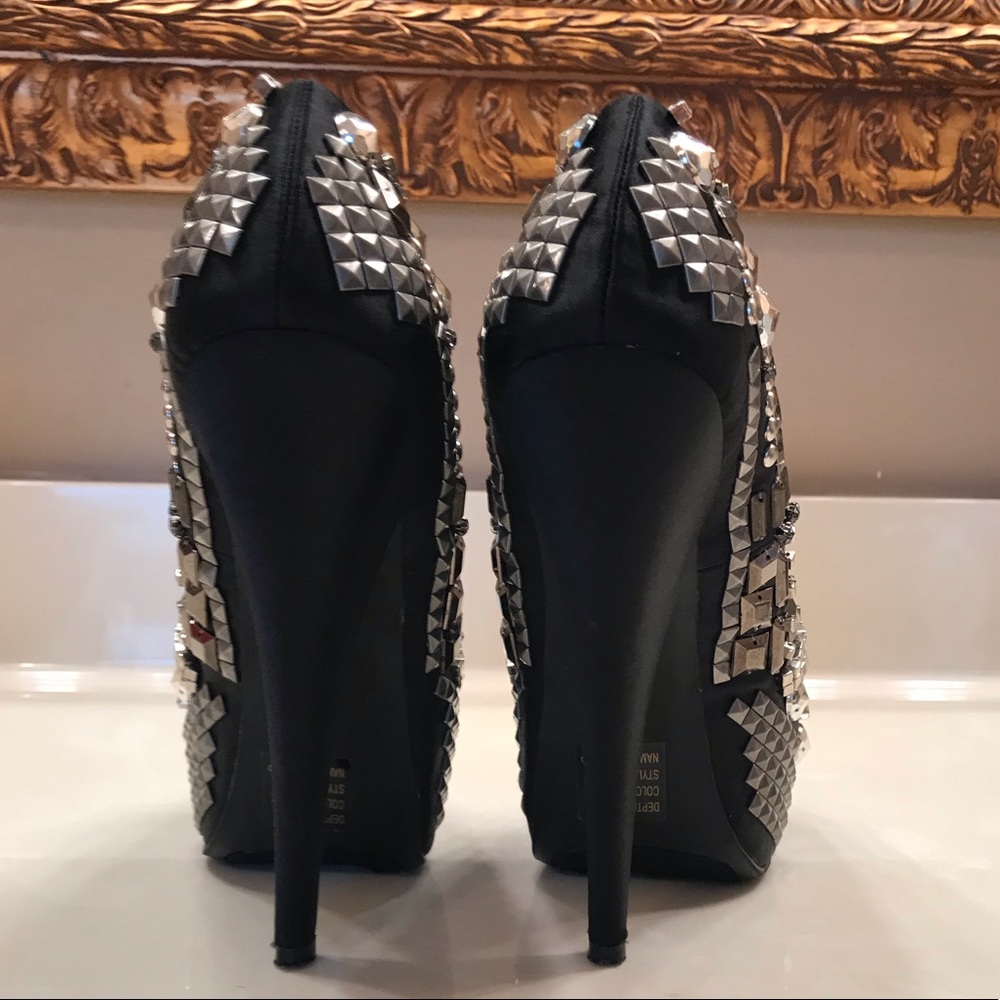 Black Studded Platform Heels - Picture 3 of 6